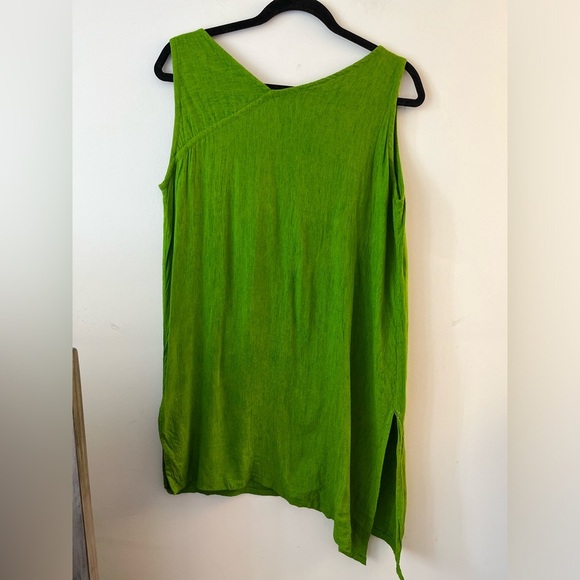KALIYANA Green Linen Asymmetrical Dress S/M - Picture 9 of 12